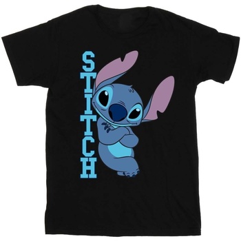 Vêtements Femme T-shirts manches longues Disney Lilo And Stitch Posing Noir