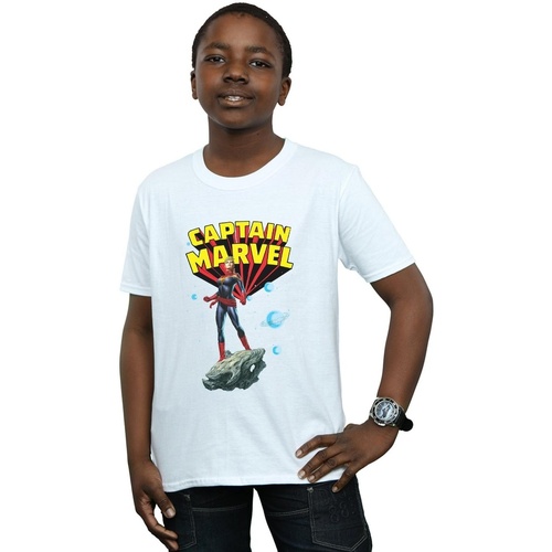 Vêtements Garçon T-shirts manches courtes Marvel Captain  Space Pose Blanc