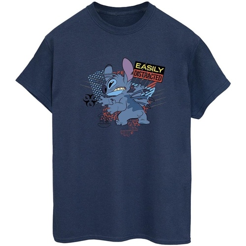 Vêtements Femme T-shirts manches longues Disney Lilo And Stitch Easily Distracted Bleu