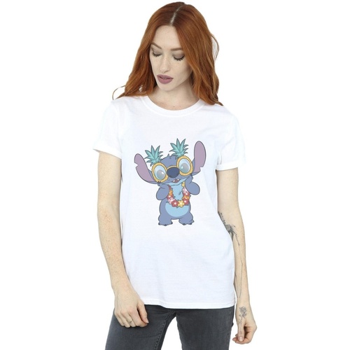 Vêtements Femme T-shirts manches longues Disney Lilo And Stitch Tropical Fun Blanc