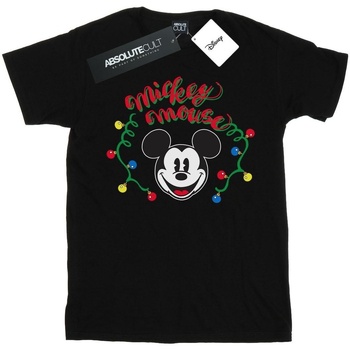 Vêtements Fille T-shirts manches longues Disney Mickey Mouse Christmas Light Bulbs Noir