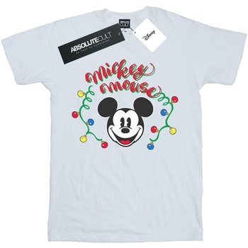 Vêtements Fille T-shirts manches longues Disney Mickey Mouse Christmas Light Bulbs Blanc