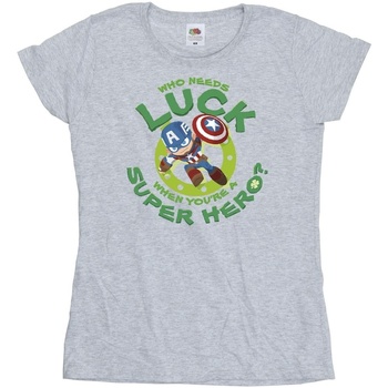 Vêtements Femme T-shirts manches longues Marvel St Patrick's Day Captain America Luck Gris