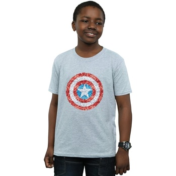 Vêtements Garçon T-shirts manches courtes Marvel Captain America Pixelated Shield Gris
