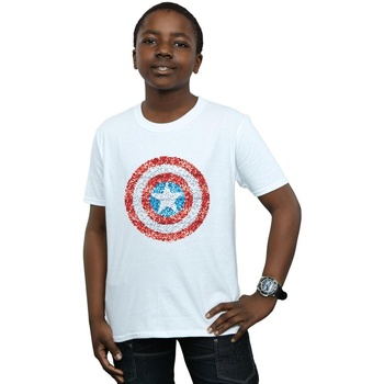 Vêtements Garçon T-shirts manches courtes Marvel Captain America Pixelated Shield Blanc
