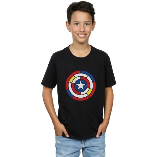 Vêtements Garçon T-shirts manches courtes Marvel Captain America Stained Glass Shield Noir
