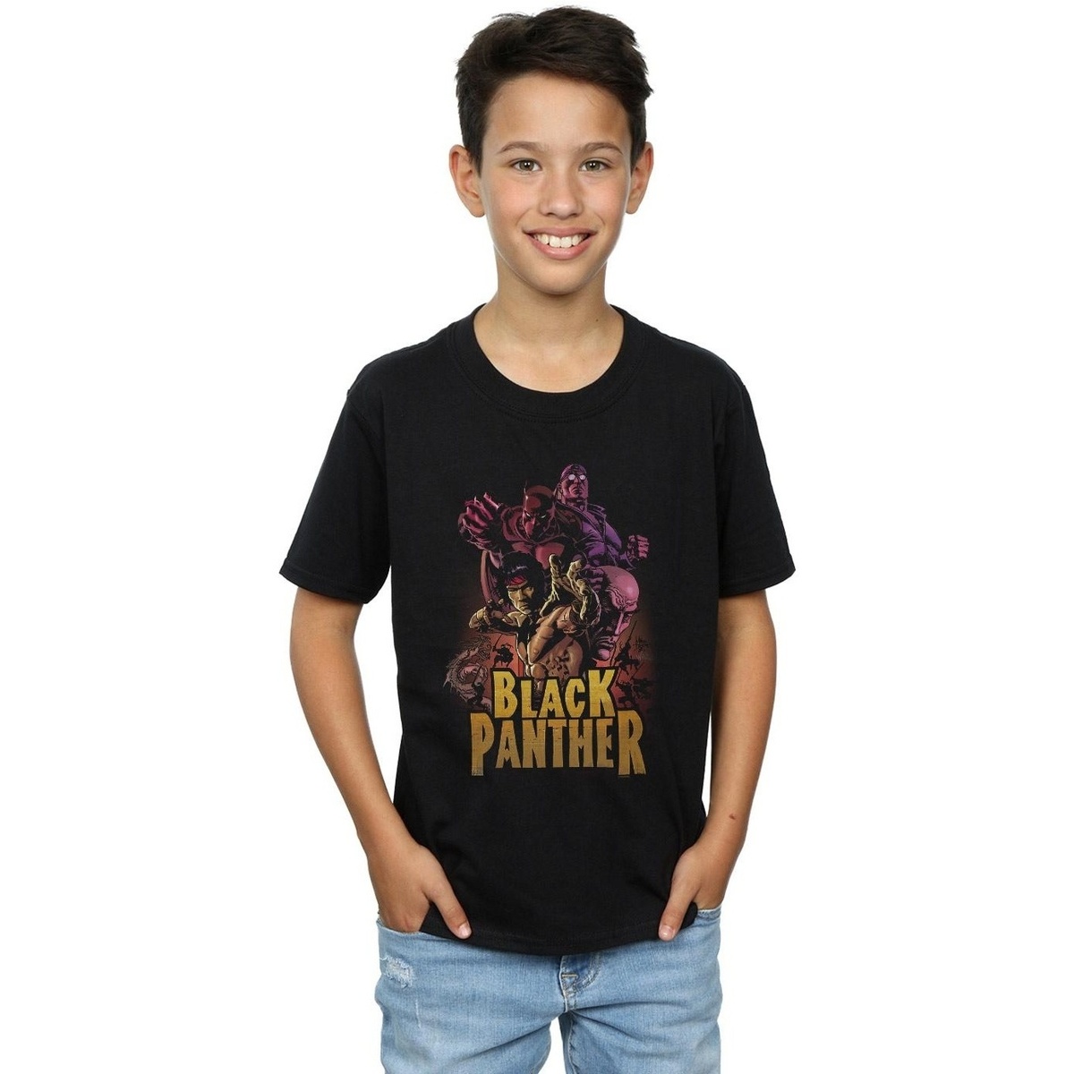 Vêtements Garçon T-shirts manches courtes Marvel Black Panther Ninja Noir