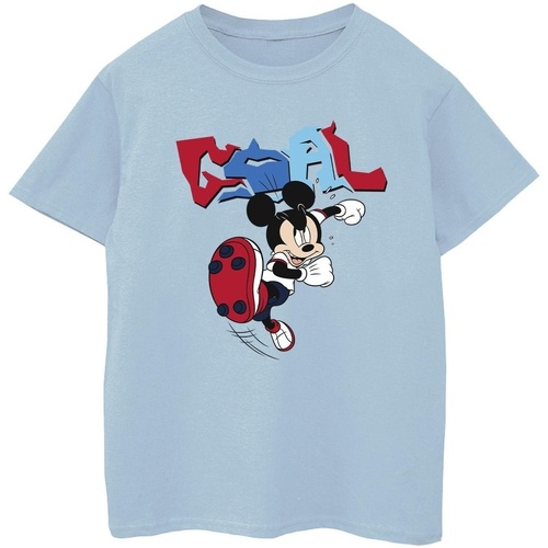 Vêtements Fille T-shirts manches longues Disney Mickey Mouse Goal Striker Pose Bleu