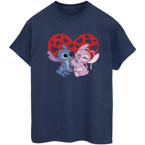 Vêtements Femme T-shirts manches longues Disney Lilo & Stitch Hearts Bleu