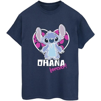 Vêtements Femme T-shirts manches longues Disney Lilo And Stitch Ohana Forever Heart Bleu