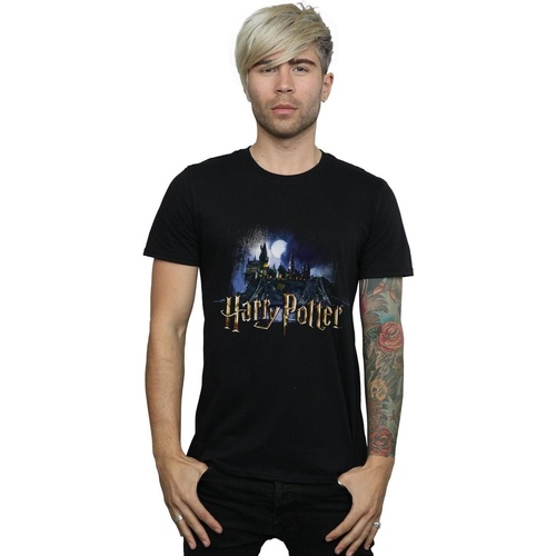 Vêtements Homme T-shirts manches longues Harry Potter Hogwarts Castle Noir