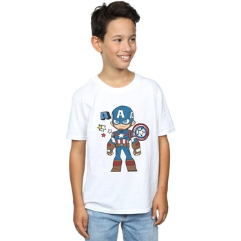 Vêtements Garçon T-shirts manches courtes Marvel Captain America Sketch Blanc