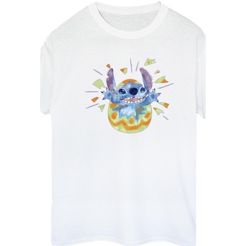 Vêtements Femme T-shirts manches longues Disney Lilo & Stitch Cracking Egg Blanc