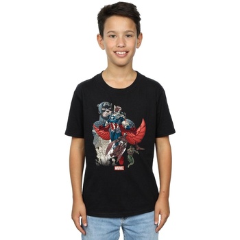 Vêtements Garçon T-shirts manches courtes Marvel Captain America Falcon Evolution Noir