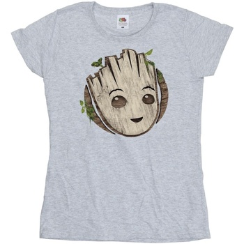 Vêtements Femme T-shirts manches longues Marvel I Am Groot Wooden Head Gris