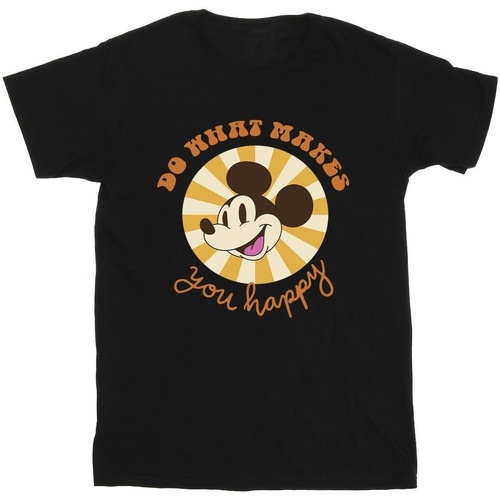 Vêtements Fille T-shirts manches longues Disney Mickey Mouse Do What Makes You Happy Noir