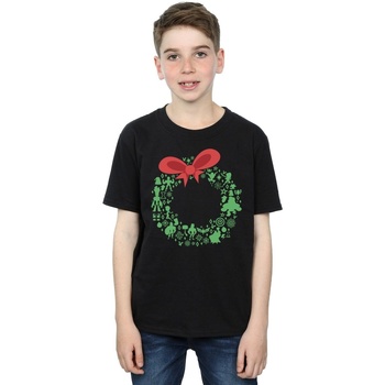Vêtements Garçon T-shirts manches courtes Marvel Avengers Christmas Wreath Noir