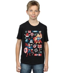 Vêtements Garçon T-shirts Pocket manches courtes Marvel Thor And Captain America Christmas Day Noir