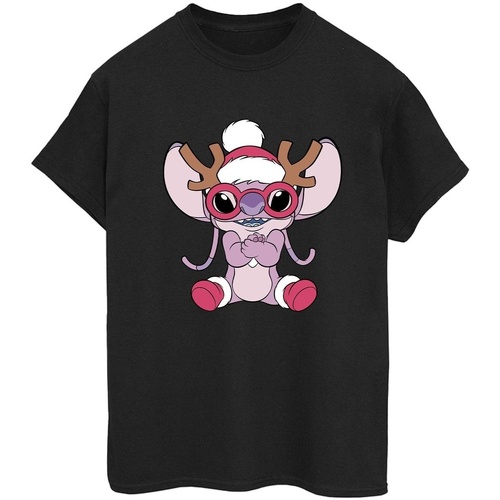 Vêtements Femme T-shirts manches longues Disney Lilo & Stitch Angel Reindeer Noir