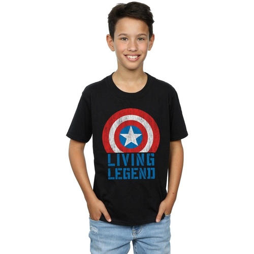 Vêtements Garçon T-shirts manches courtes Marvel Captain America Living Legend Noir