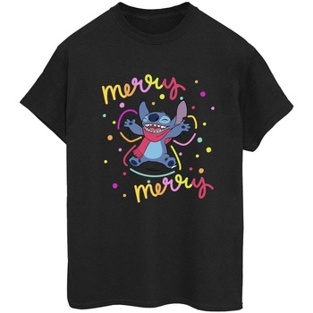 Vêtements Femme T-shirts manches longues Disney Lilo & Stitch Merry Rainbow Noir