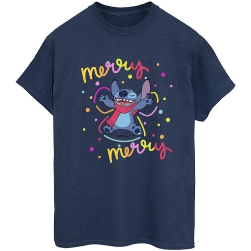 Vêtements Femme T-shirts manches longues Disney Lilo & Stitch Merry Rainbow Bleu
