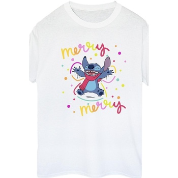 Vêtements Femme T-shirts manches longues Disney Lilo & Stitch Merry Rainbow Blanc