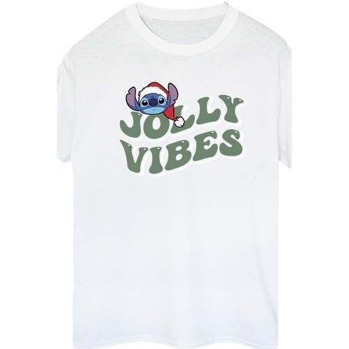 Vêtements Femme T-shirts manches longues Disney Lilo & Stitch Jolly Chilling Vibes Blanc