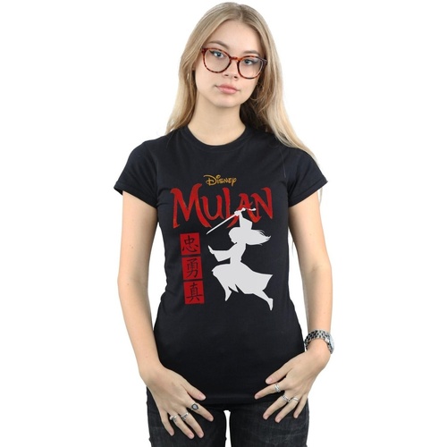 Vêtements Femme T-shirts manches longues Disney Mulan Movie Warrior Silhouette Noir