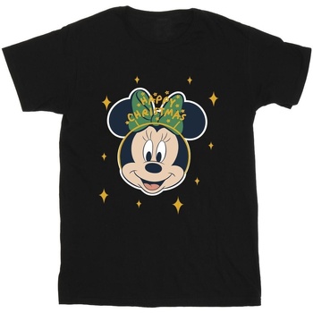 Vêtements Fille T-shirts manches longues Disney Minnie Mouse Happy Christmas Noir