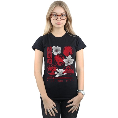 Vêtements Femme T-shirts manches longues Disney Mulan Movie Icons Noir