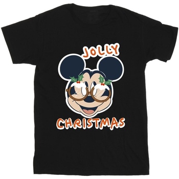 Vêtements Fille T-shirts manches longues Disney Mickey Mouse Jolly Christmas Glasses Noir