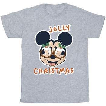 Vêtements Fille T-shirts manches longues Disney Mickey Mouse Jolly Christmas Glasses Gris