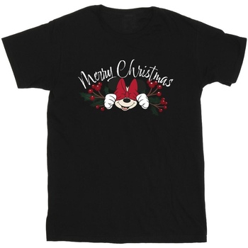 Vêtements Fille T-shirts manches longues Disney Minnie Mouse Christmas Holly Noir