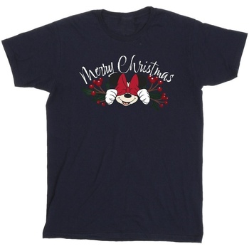 Vêtements Fille T-shirts manches longues Disney Minnie Mouse Christmas Holly Bleu