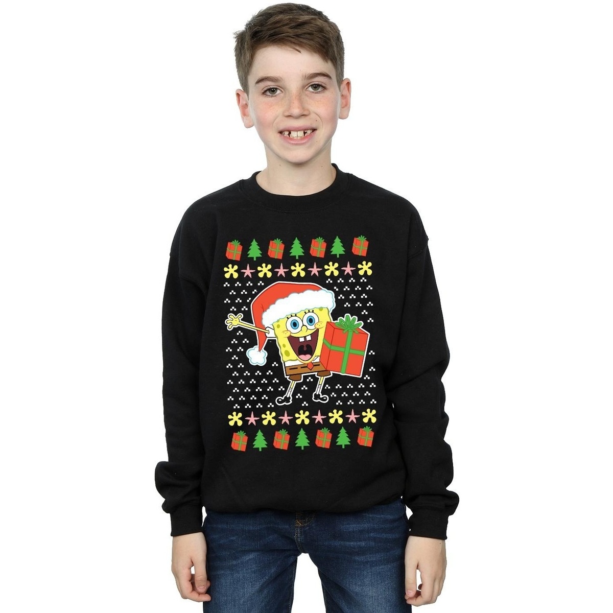 Vêtements Garçon Sweats Spongebob Squarepants Ugly Christmas Noir
