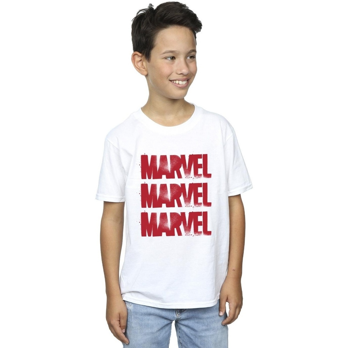 Vêtements Garçon T-shirts manches courtes Marvel Red Spray Logos Blanc