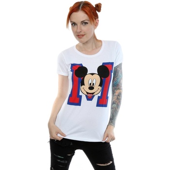 Vêtements Femme T-shirts manches longues Disney Mickey Mouse M Face Blanc