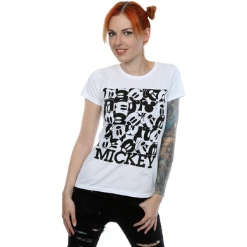 Vêtements Femme T-shirts manches longues Disney Mickey Mouse Grid Blanc