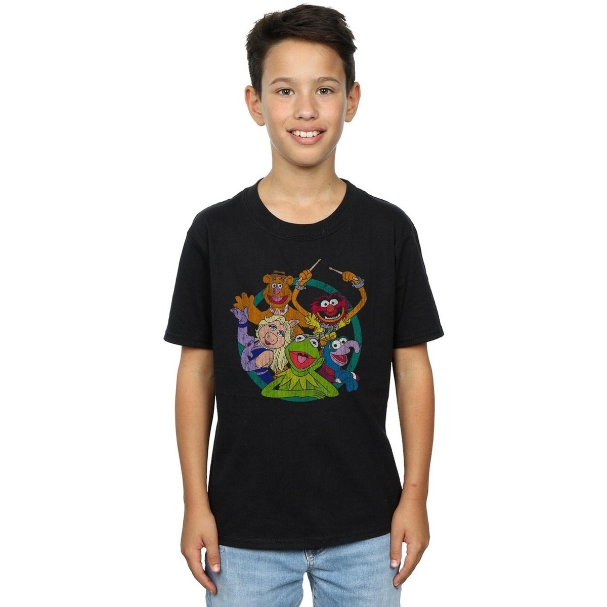 Vêtements Garçon T-shirts manches courtes Disney The Muppets Group Circle Noir