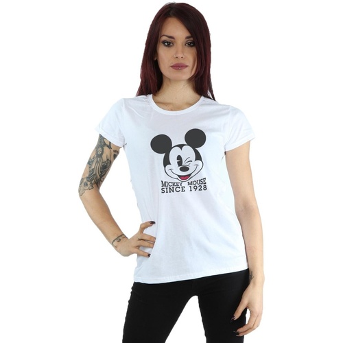 Vêtements Femme T-shirts manches longues Disney Mickey Mouse Since 1928 Blanc