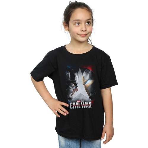 Vêtements Fille T-shirts manches longues Marvel Studios Captain America Civil War Poster Noir