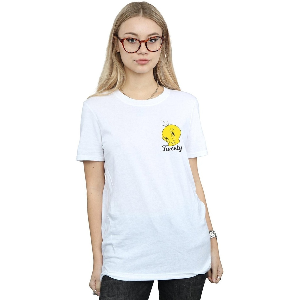 Vêtements Femme T-shirts manches longues Dessins Animés Tweety Pie Head Blanc