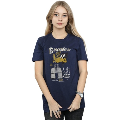 Vêtements Femme T-shirts manches longues Dessins Animés Daffy Duck Binoculars Bleu