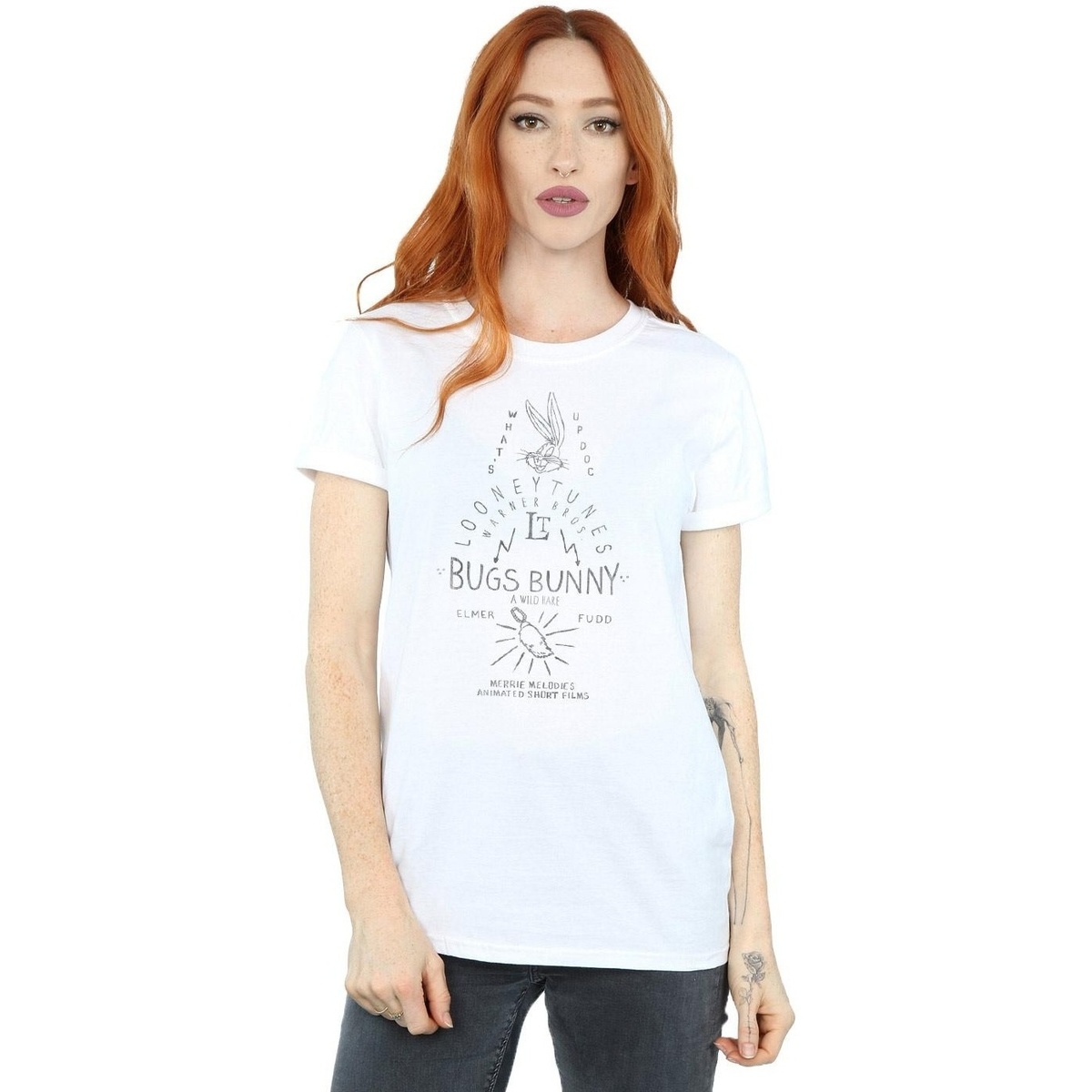 Vêtements Femme T-shirts manches longues Dessins Animés Bugs Bunny A Wild Hare Blanc