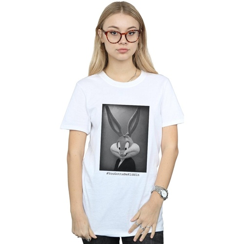 Vêtements Femme T-shirts manches longues Dessins Animés Bugs Bunny Yougottabekiddin Blanc