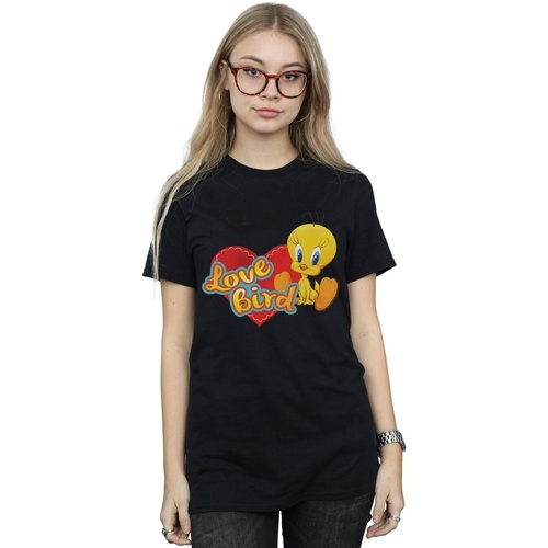 Vêtements Femme T-shirts manches longues Dessins Animés Tweety Pie Valentine's Day Love Bird Noir