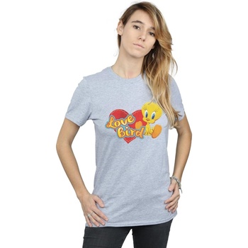 Vêtements Femme T-shirts manches longues Dessins Animés Tweety Pie Valentine's Day Love Bird Gris