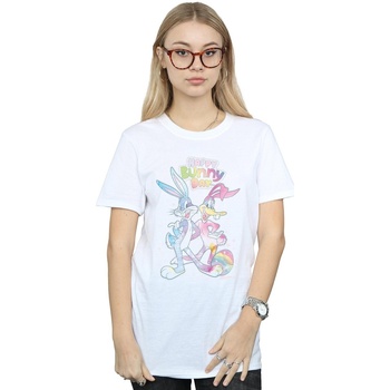 Vêtements Femme T-shirts manches longues Dessins Animés Bugs And Daffy Happy Bunny Day Blanc