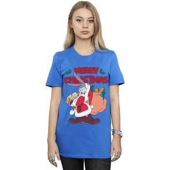 Vêtements Femme T-shirts manches longues Dessins Animés Santa Bugs Bunny Bleu